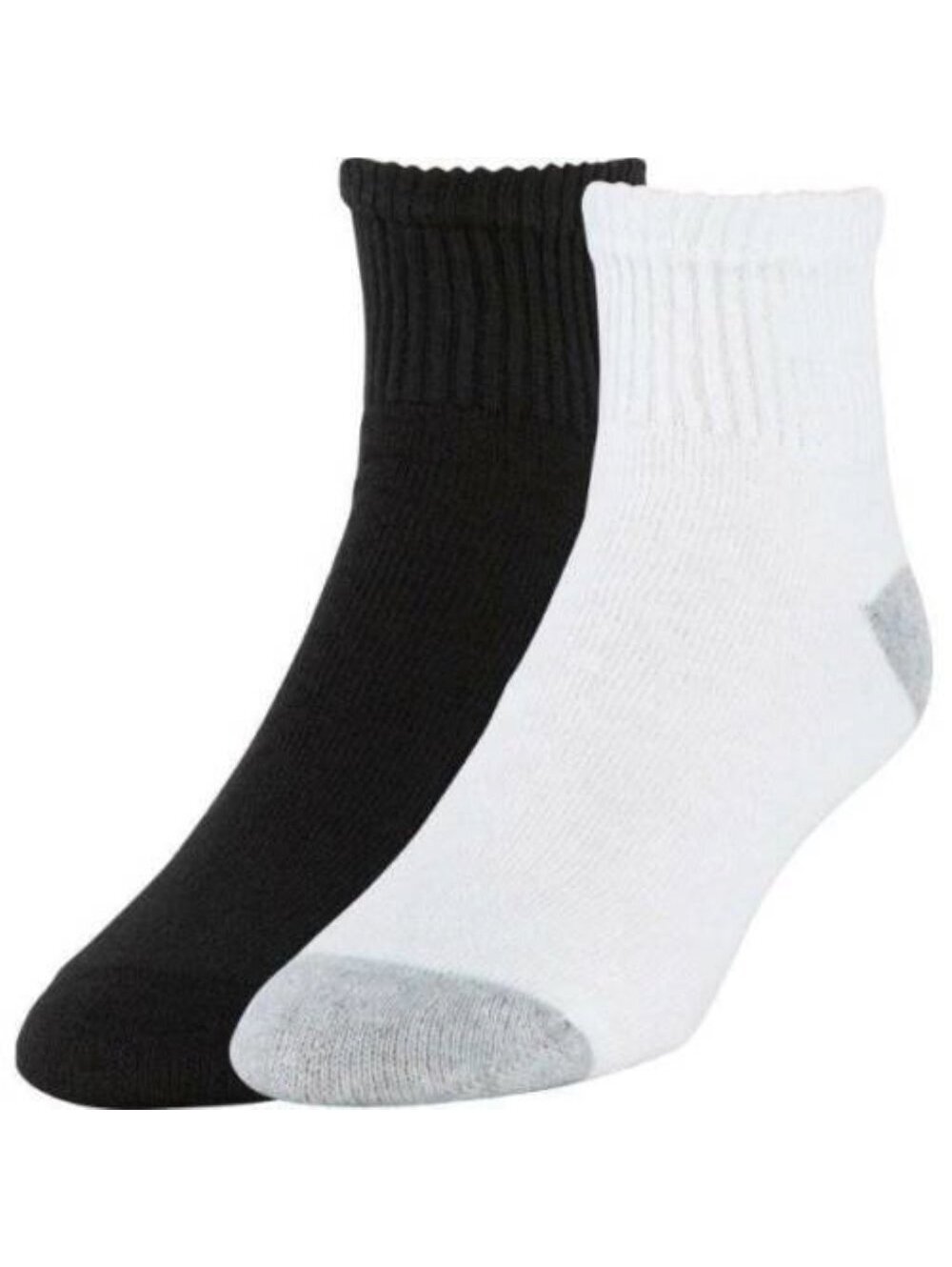 Gildan Ankle Socks 6 Pair Mens Black & White Fits Shoe Size 6-11.5